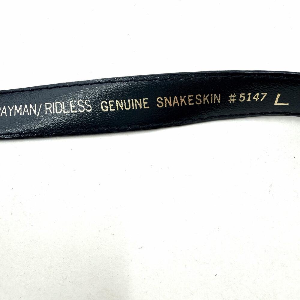 Vintage Rayman Ridless Black Snakeskin & Metal Detail Hook Belt Womens Large - Picture 8 of 8